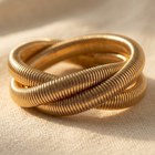 Gold Ribbed Stackable Layered Bracelet