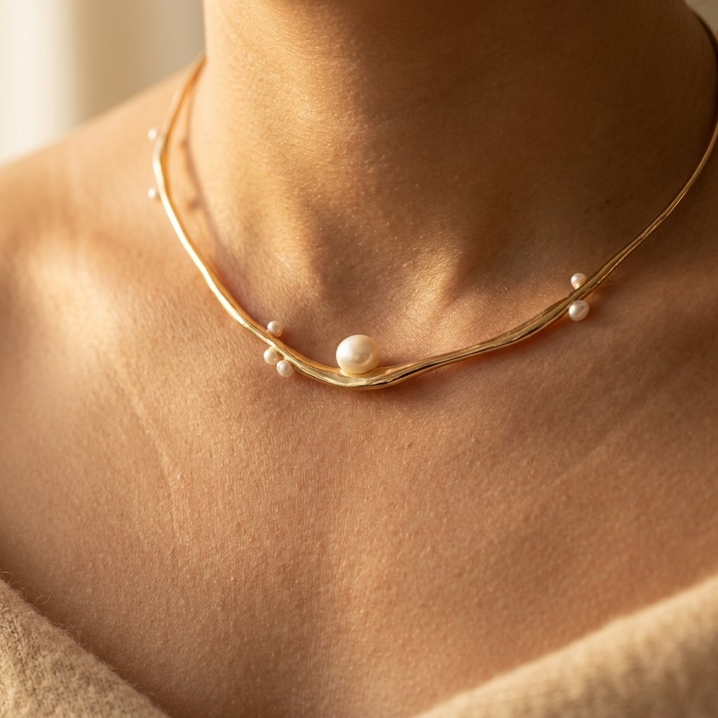 Minimalist Gold Pearl Pendant Necklace