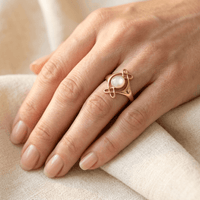 Gold Pearl Infinity Knot Ring