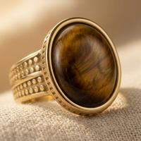 Gold Tiger's Eye Oval Cabochon Ring