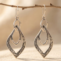Vintage Silver Filigree Teardrop Earrings