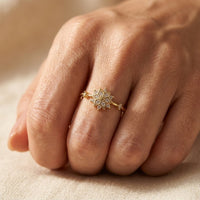 Gold Snowflake Cubic Zirconia Bangle Ring