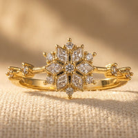 Gold Snowflake Cubic Zirconia Bangle Ring