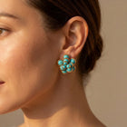 Retro Gold Turquoise Flower Earrings