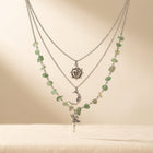 Bohemian Silver Prehnite Three Layer Necklace