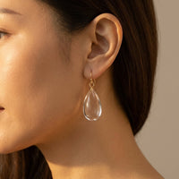 Clear Crystal Teardrop Gold Wire Earrings