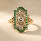Art Deco Gold Diamond Emerald Ring