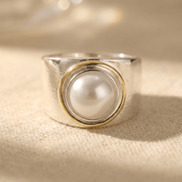 Vintage Silver Gold Pearl Statement Ring