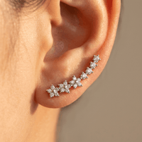 Silver Cubic Zirconia Star Drop Earrings