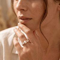 Gold Pearl Oval Five Stone Ring