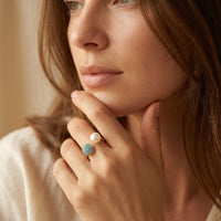 Gold Turquoise Round Filigree Ring