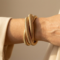 Gold Ribbed Stackable Layered Bracelet