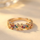 Boho Gold Multicolor Gemstone Floral Ring
