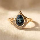 Gold London Blue Topaz Teardrop Ring
