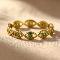 Gold Evil Eye Open Adjustable Ring