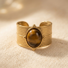 Golden Stainless Steel Tiger Eye Stone Ring