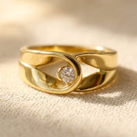 Modern Gold Twisted Band Round Ring