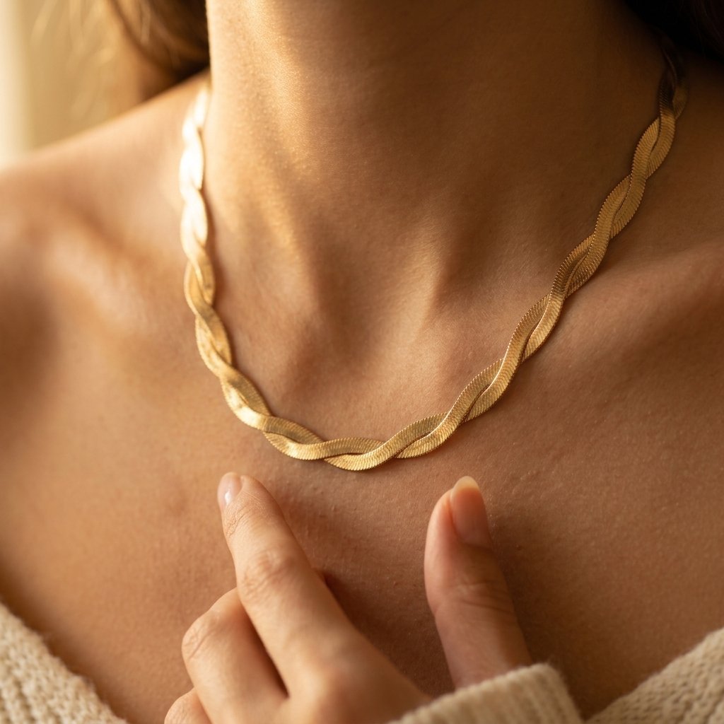 Gold Twisted Snake Chain Necklace