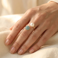 Gold Turquoise Round Filigree Ring