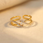 Gold Pearl Cubic Zirconia Twist Ring