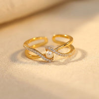 Gold Pearl Cubic Zirconia Twist Ring