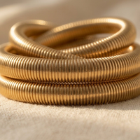 Gold Ribbed Stackable Layered Bracelet
