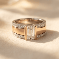 Rose Gold Emerald Cut Diamond Ring