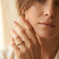 Two Tone Gold Round Diamond Accent Ring