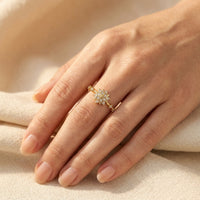 Gold Snowflake Cubic Zirconia Bangle Ring