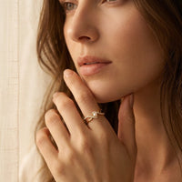 Gold Pearl Cubic Zirconia Twist Ring