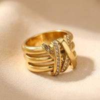 Vintage Gold Multi Band Crystal Wrap Ring