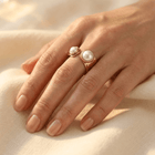 Gold Pearl Double Round Ring