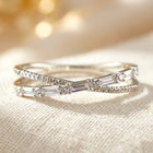 Silver Crisscross Cubic Zirconia Ring