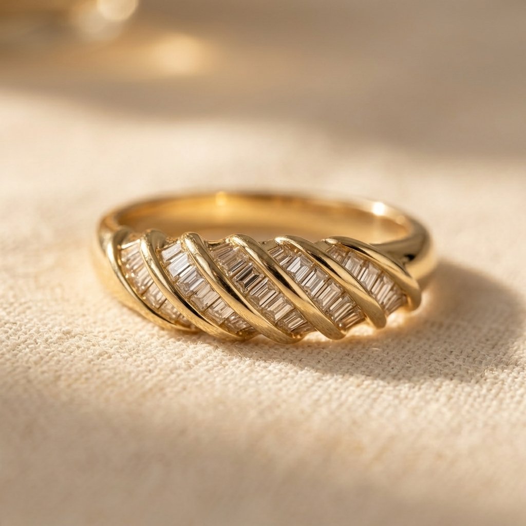Vintage Gold Baguette Cubic Zirconia Ring