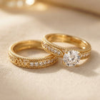 Vintage Gold Filigree Round Cubic Zirconia Ring
