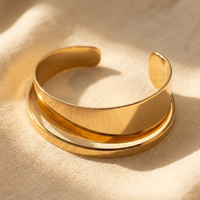Gold Brushed Cuff Open Bracelet