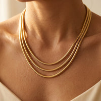 Layered Gold Silver Snake Chain Necklace