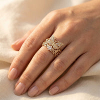 Vintage Gold Filigree Butterfly Zirconia Ring