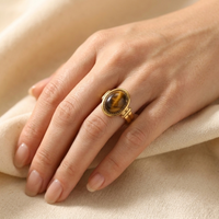 Vintage Gold Oval Tiger Eye Stone Ring