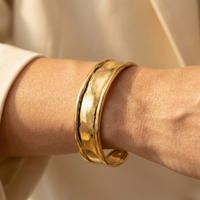 Gold Distressed Minimalist Open Cuff Bracelet