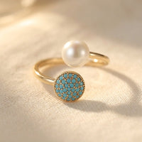 Gold Turquoise Round Filigree Ring