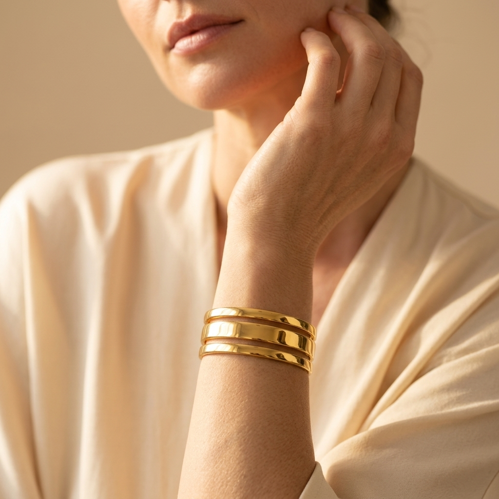 Gold Multi Layer Cuff Opening Bracelet