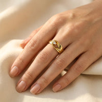 Modern Gold Twisted Band Round Ring