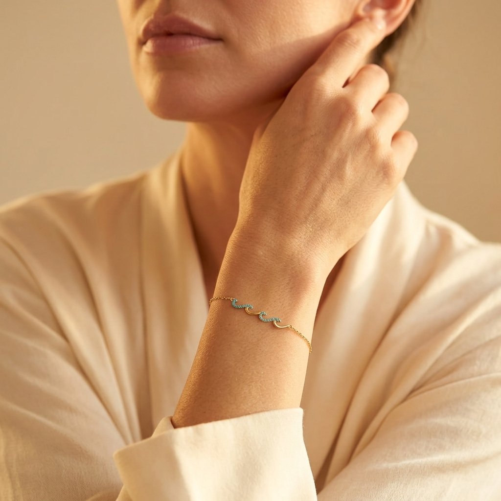 Boho Gold Turquoise Wave Bracelet