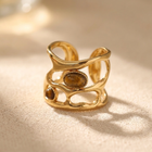 Gold Plated Geometric Tiger Eye Stone Cuff Ring