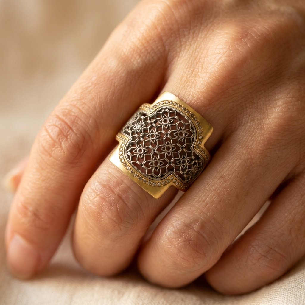 Vintage Gold Filigree Floral Cutout Ring