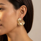 Sculptural Gold Wavy Shell Drop Earrings