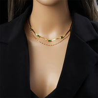 Sorella Gem Double-Layer Retro Necklace | Gold
