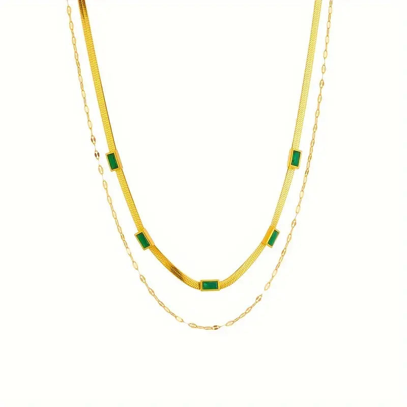 Sorella Gem Double-Layer Retro Necklace | Gold