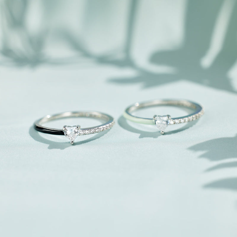 Timeless Heart-Cut Half Enamel Ring